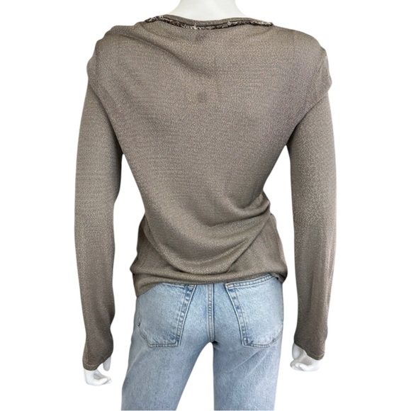 ESCADA Lightweight Brown Shimmer Sweater Cardigan Size 40 B0455 - Picture 3 of 10
